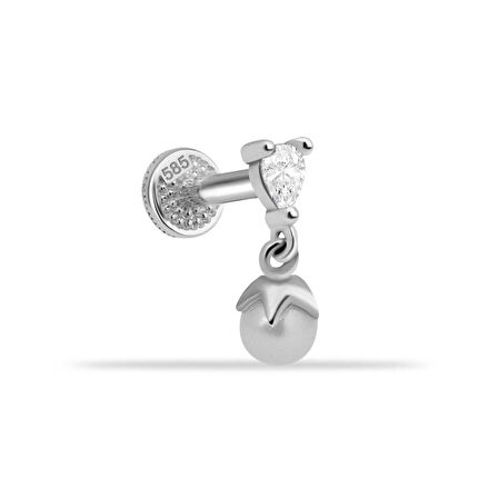 Damla Taşlı İnci Sallantılı Minimal Tragus Piercing