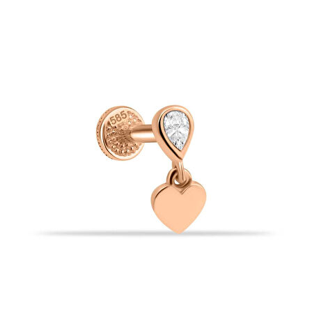 Damla Taşlı Kalp Sallantılı Minimal Tragus Piercing