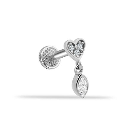Kalpli Mekik Taş Sallantılı Minimal Tragus Piercing