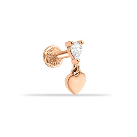 Markis Taşlı Kalp Sallantılı Minimal Tragus Piercing