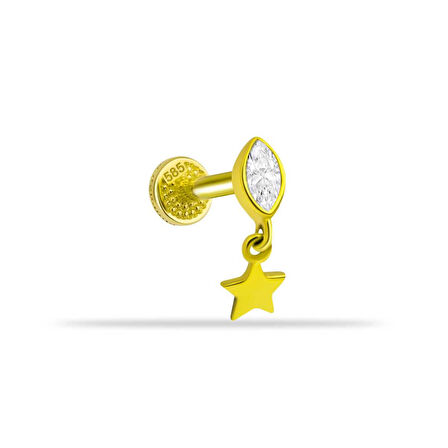 Markis Taşlı Yıldız Sallantılı Minimal Tragus Piercing