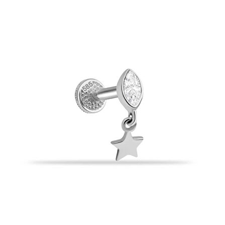 Markis Taşlı Yıldız Sallantılı Minimal Tragus Piercing