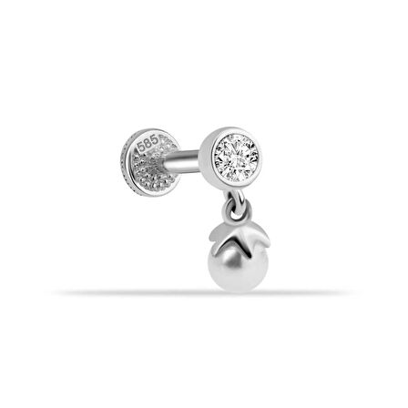 Taşlı İnci Sallantılı Minimal Tragus Piercing