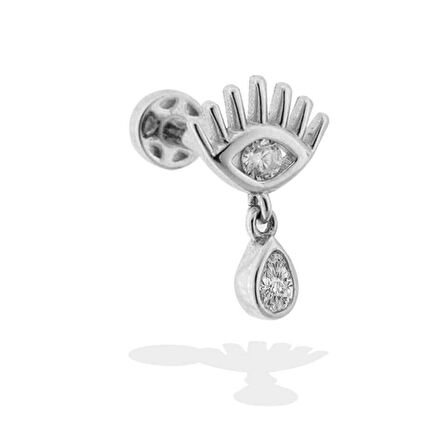 Taşlı Sallantılı Göz Motifli Minimal Tragus Piercing