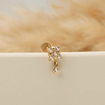 Taşlı Sallantılı Minimal Tragus Piercing