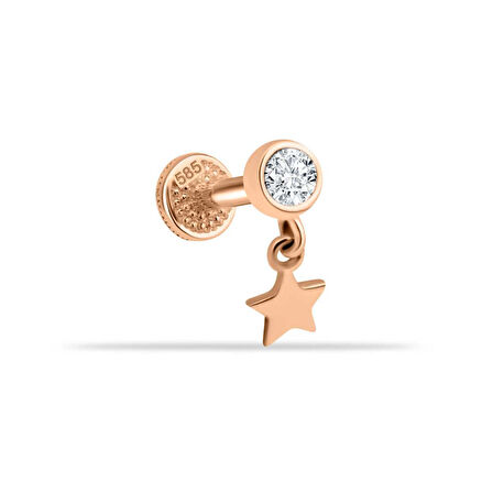 Taşlı Yıldız Sallantılı Minimal Tragus Piercing