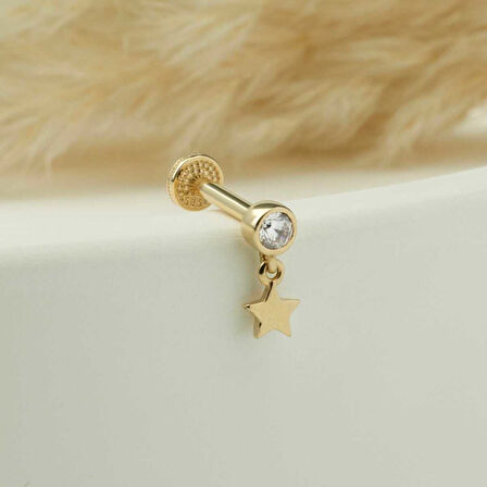 Taşlı Yıldız Sallantılı Minimal Tragus Piercing