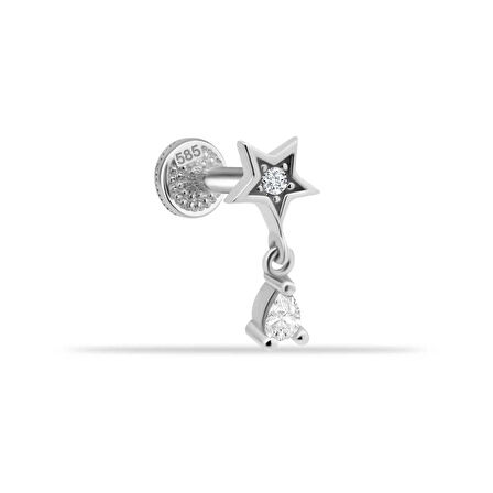 Yıldız Taş Sallantılı Minimal Tragus Piercing