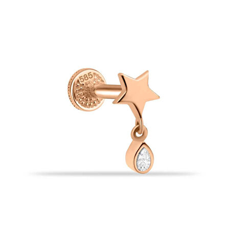 Yıldızlı Damla Taş Sallantılı Minimal Tragus Piercing