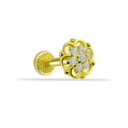 Taşlı Çiçek Minimal Tragus Piercing