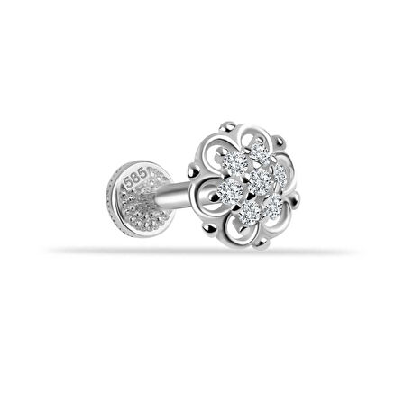 Taşlı Çiçek Minimal Tragus Piercing