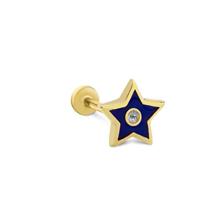 Blue Yıldız Tek Taş Tragus Piercing