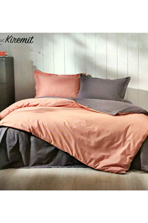 Colormix Çift Taraflı Tek Kişilik Nevresim Takımı Kiremit-antrasit