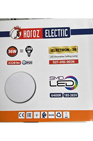 027-010-0036 ELEKTRON 36 Watt Dekorarif LED Tavan Armatür