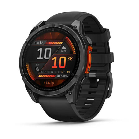 Garmin Fenix 8 - 47 mm AMOLED - Slate Gri Siyah Silikon Kayışlı