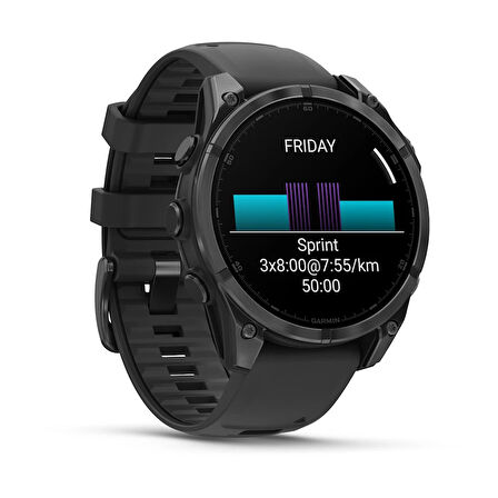 Garmin Fenix 8 - 47 mm AMOLED - Slate Gri Siyah Silikon Kayışlı