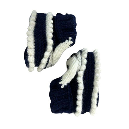 Uretti - Çiğdem 1390 5479 El Örgüsü Tavşan Desenli Lacivert Bebek Patik / 12 - 24 Ay