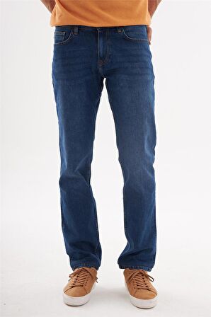 Erkek Lacivert Regular Fit Jean Pantolon Lacivert