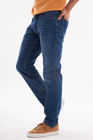 Erkek Lacivert Regular Fit Jean Pantolon Lacivert