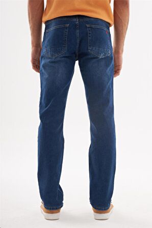 Erkek Lacivert Regular Fit Jean Pantolon Lacivert