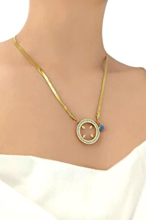 Çelik Çeyrek Uyumlu İtalyan Zincir Kolye TrKolye50339