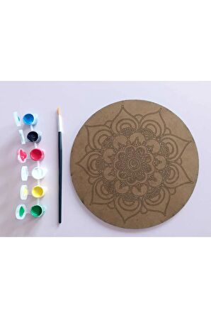 AHŞAP MANDALA 20x20 cm DAİRE MDF Üzerine UV Baskı Modeller- DESENLİ3 Mandala Set Boyama