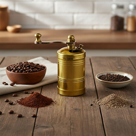 Pirinç El Yapımı Kahve Karabiber Değirmeni Öğütücü (3,5cmx8,5cm)