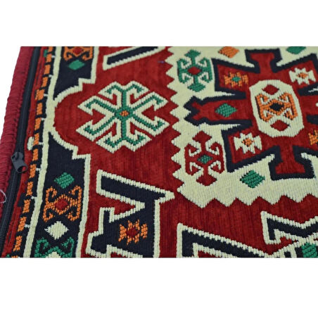 Dekoratif Otantik Çift Taraflı Fermuarlı Kilim Şark Köşesi Minder Kılıfı (40cmx41cm) Mod3