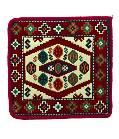 Dekoratif Otantik Çift Taraflı Fermuarlı Kilim Şark Köşesi Minder Kılıfı (40cmx41cm)  Mod4