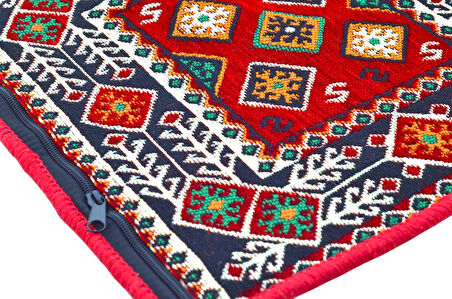 Dekoratif Otantik Çift Taraflı Fermuarlı Kilim Şark Köşesi Minder Kılıfı (40cmx41cm) Mod5