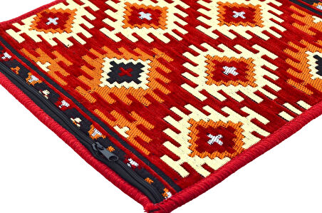 Dekoratif Otantik Çift Taraflı Fermuarlı Kilim Şark Köşesi Minder Kılıfı (40cmx41cm)  Mod7