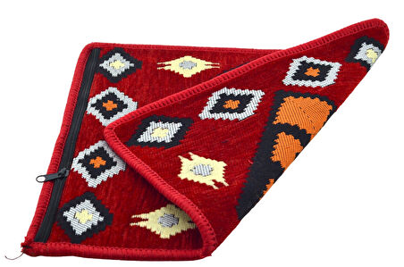 Dekoratif Otantik Çift Taraflı Fermuarlı Kilim Şark Köşesi Minder Kılıfı (40cmx41cm)  Mod9