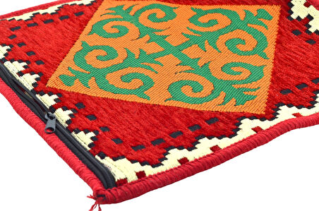 Dekoratif Otantik Çift Taraflı Fermuarlı Kilim Şark Köşesi Minder Kılıfı (40cmx41cm) Mod10