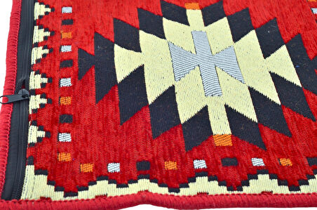 Dekoratif Otantik Çift Taraflı Fermuarlı Kilim Şark Köşesi Minder Kılıfı (40cmx41cm) Mod12