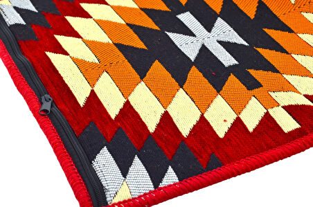 Dekoratif Otantik Çift Taraflı Fermuarlı Kilim Şark Köşesi Minder Kılıfı (40cmx41cm) Mod13