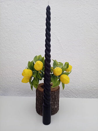 Siyah Burgulu Şamdan Mumu 1. Kalite Soya doğal kokulu Uzun Çubuk Konik Burgu Spiral Mum Dekoratif 1 adet
