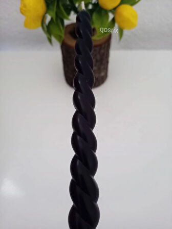 Siyah Burgulu Şamdan Mumu 1. Kalite Soya doğal kokulu Uzun Çubuk Konik Burgu Spiral Mum Dekoratif 1 adet