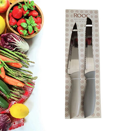 ROOC 2'li Ekmek (30 cm) ve Sebze,Meyve,Et Doğrama (28 cm ) Bıçağı Lazer Çok Amaçlı Bıçak Seti