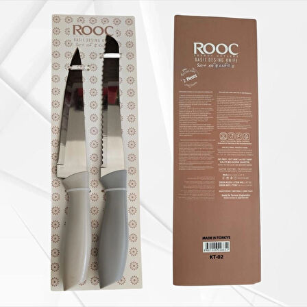 ROOC 2'li Ekmek (30 cm) ve Sebze,Meyve,Et Doğrama (28 cm ) Bıçağı Lazer Çok Amaçlı Bıçak Seti