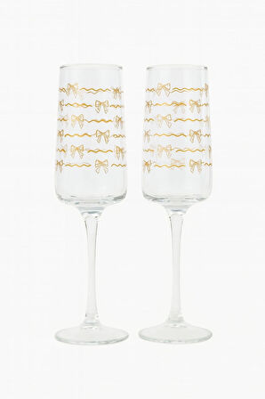 Rapsodi Rak le Gold Fiyonk Dekorlu 2'li Kahve Yanı Kadehi Seti 190 cc