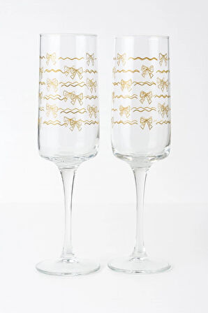 Rapsodi Rak le Gold Fiyonk Dekorlu 2'li Kahve Yanı Kadehi Seti 190 cc