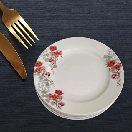  Gür al Porselen Çiçek Desenli 6 Adet 20 cm Pasta Tabağı