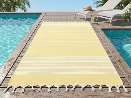 Ludia %100 Pamuklu Peştamal Havlu - Çok Amaçlı Plaj, Banyo Ve Spa Havlusu 93X190 Cm