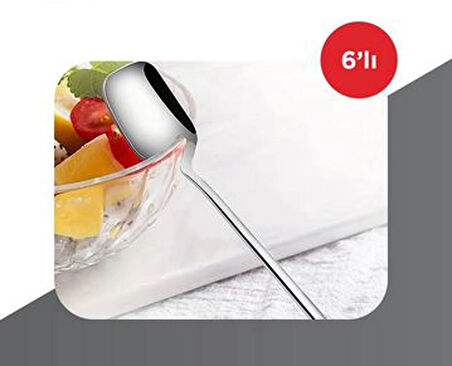 Yi ğit Kitchen Lüx - 6 Lı Tatlı , Dondurma Kaşığı - Paslanmaz 304 18/10 Kalite Çelik 15 cm