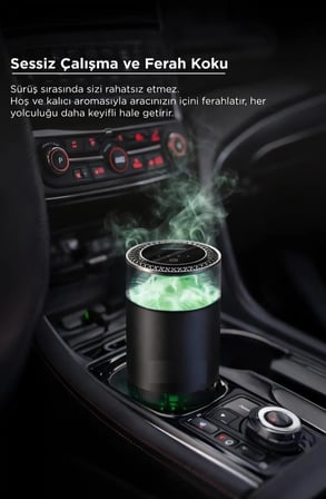 Araç İçi Aroma Difüzörü Hava Nemlendirici Rgb Işıklı Şarjlı Oda ve Araba Kokusu TCF01