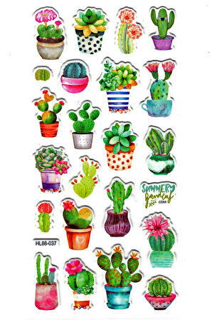Sticker Kabartmalı Stiker Defter, Planlayıcı Etiket (HL88-037)-17x9 cm- Renkli Kaktüs