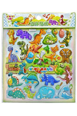 Sticker Kabartmalı Stiker Defter, Planlayıcı Etiket (Syd231-05) - 20X18cm- Sevimli Dinazorlar