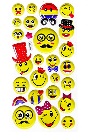 Sticker Kabartmalı Stiker Defter, Planlayıcı Etiket (limlra-009)-17x9cm- Komik Emojiler