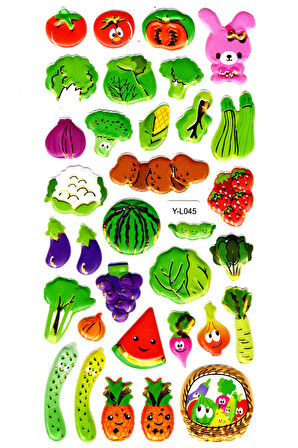 Sticker Kabartmalı Stiker Defter, Planlayıcı Etiket (limyl-045)-17x9cm- Tavşan ve Sebzeler
