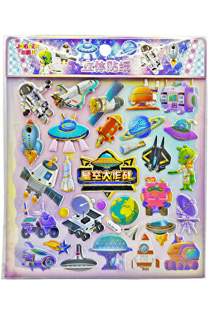 Sticker Kabartmalı Stiker Defter Planlayıcı Etiket (Syd231-09)-20x18cm- Astranot Uzay